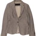 Jaqueta blazer feminina Zara com 1 botão Reino Unido 12 algodão listrado azul médio