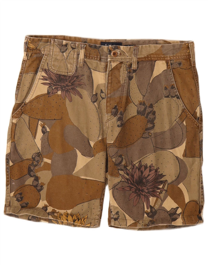 PAUL SMITH Shorts casual gráfico masculino W31 algodão cáqui médio