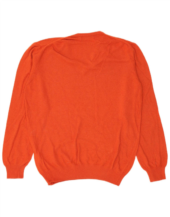 Zara Suéter masculino com decote em V XL laranja viscose