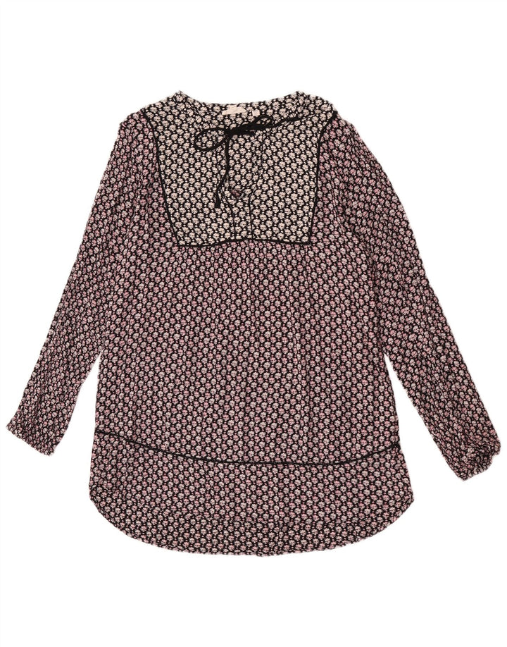 Top túnica feminina de manga comprida Fat Face UK 16 grande floral multicolorido