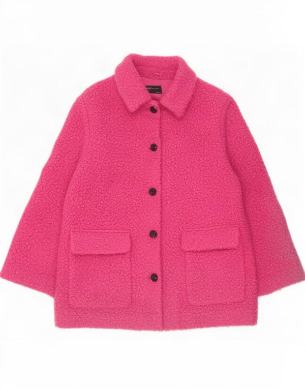Sobretudo de lã feminino Marks & Spencer Reino Unido 14 grande poliéster rosa