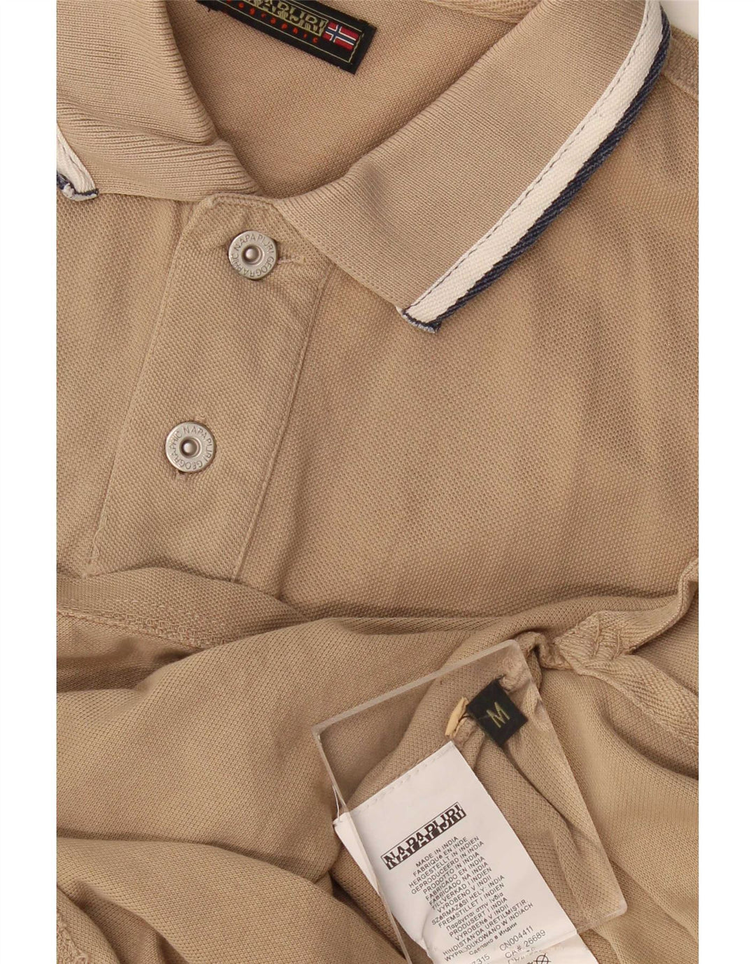 Camisa polo masculina Napapijri algodão bege médio