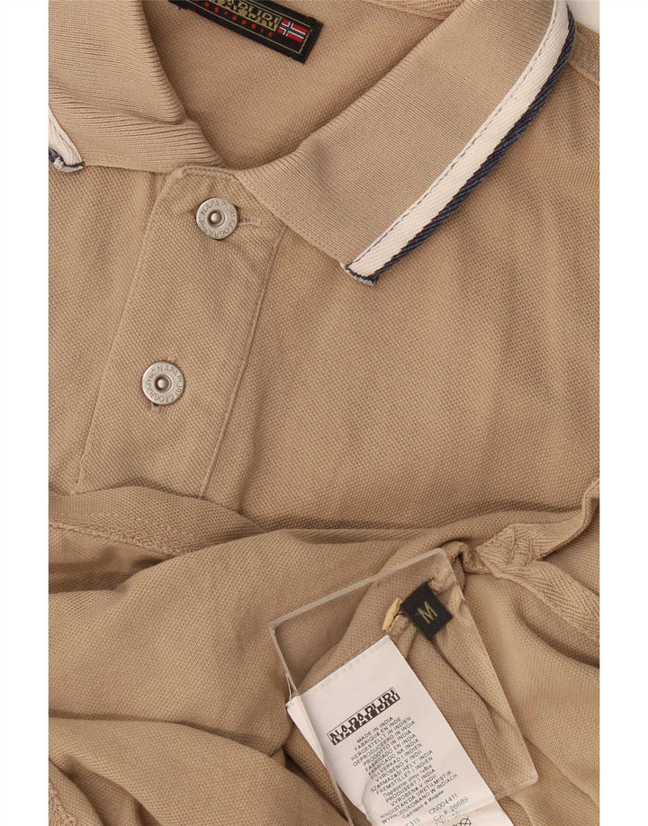 Camisa polo masculina Napapijri algodão bege médio