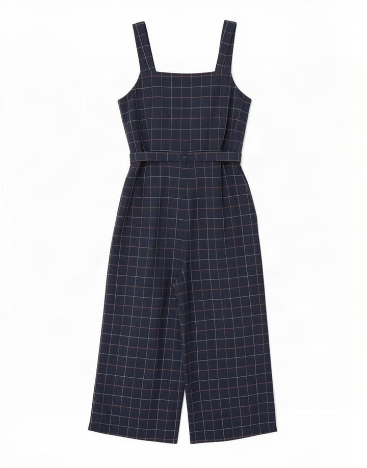 Macacão feminino Seasalt Cornwall Petite Reino Unido 12 algodão xadrez médio azul marinho