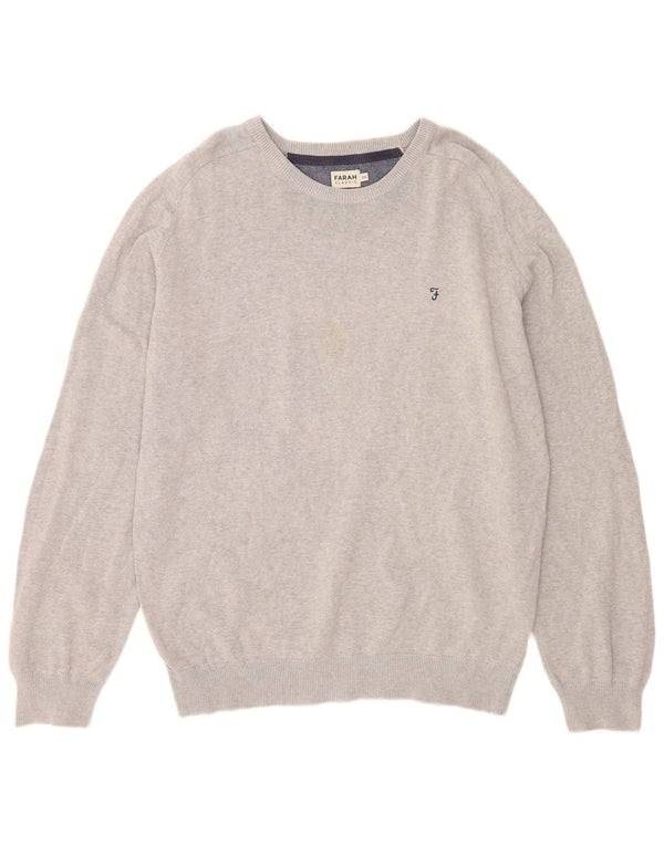 Suéter masculino Farah com gola canoa 2XL algodão cinza