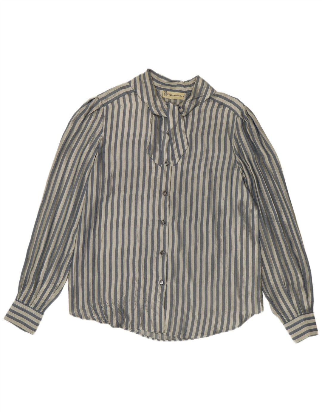Blusa feminina vintage UK 14 listrada azul média