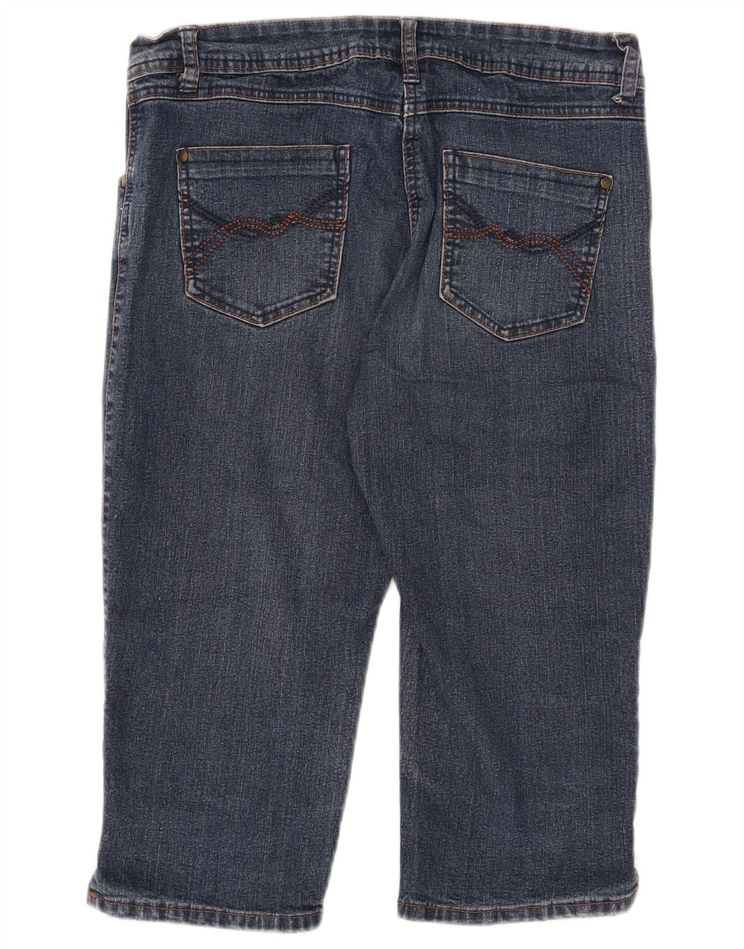 Bermuda jeans feminina M&Co UK 12 médio W32 algodão azul