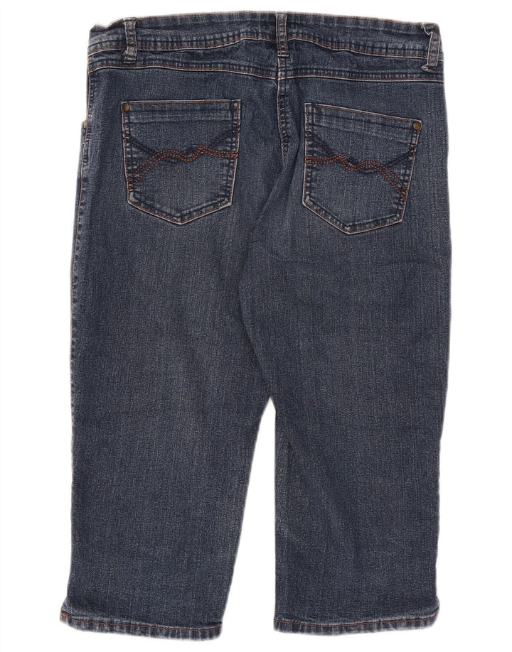 Bermuda jeans feminina M&Co UK 12 médio W32 algodão azul