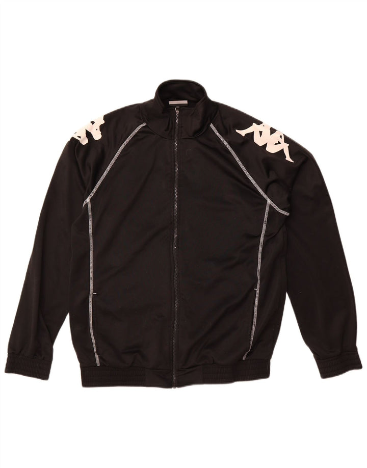 Kappa Mens Graphic Tracksuit Top Jacket Médio Preto Poliéster