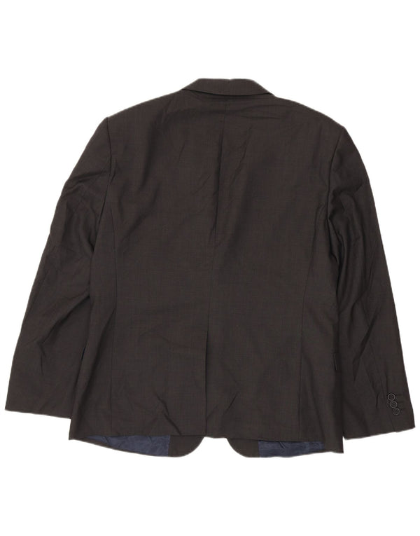 Jaqueta blazer masculina de 2 botões Ted Baker Reino Unido 38 lã cinza médio