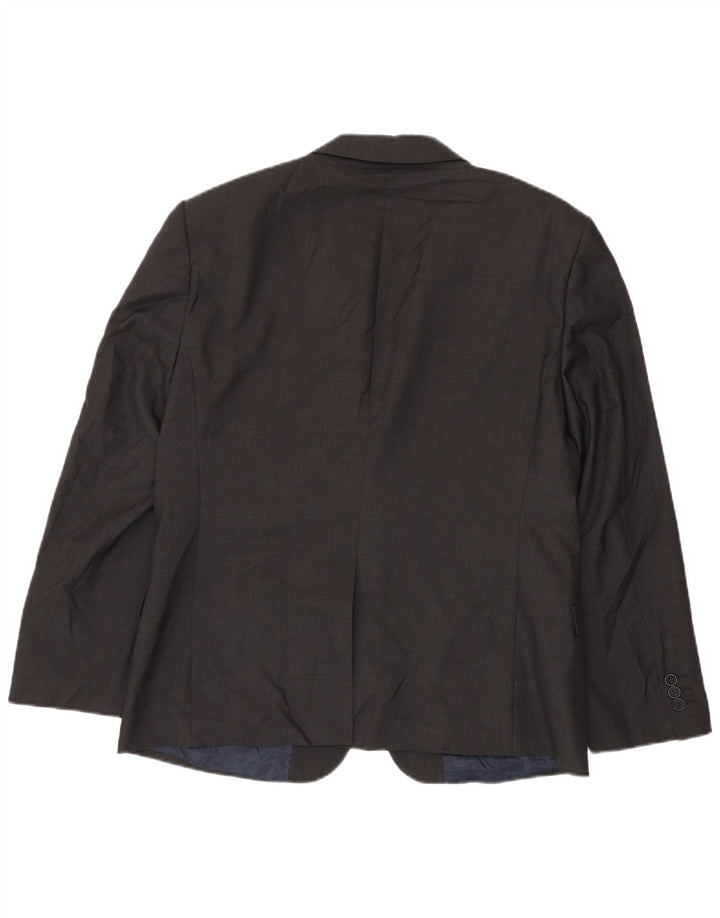 Jaqueta blazer masculina de 2 botões Ted Baker Reino Unido 38 lã cinza médio