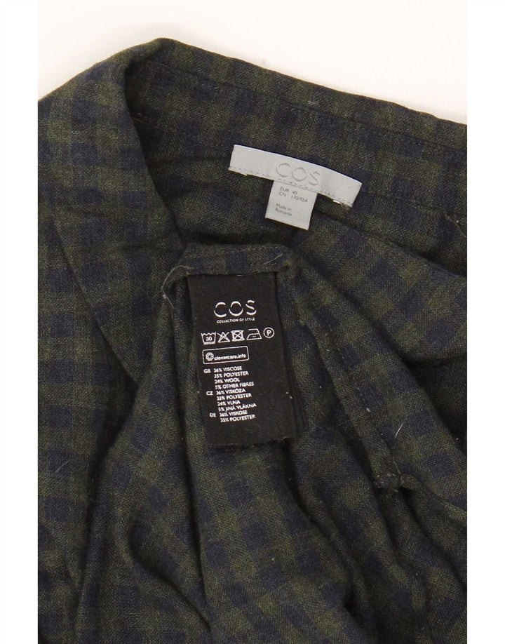 Camisa feminina de flanela Cos EU 40 médio cáqui xadrez viscose