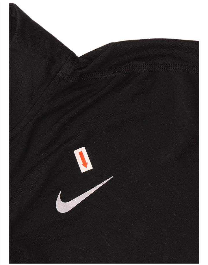 NIKE Womens Dri Fit Zip Neck Pullover Treino Top Reino Unido 10 Pequeno Preto