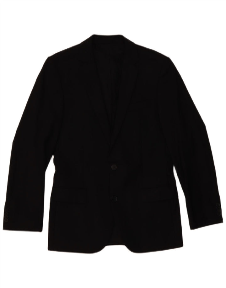 Jaqueta Blazer Masculina Hugo Boss com 2 Botões Reino Unido 44 XS Lã Preta