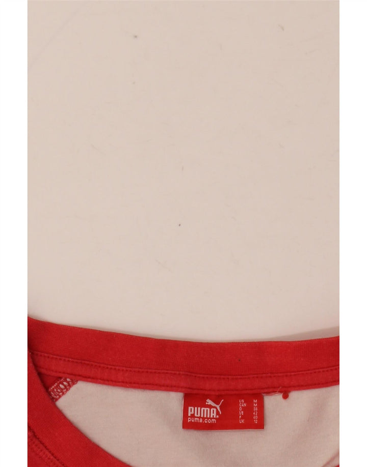 Top feminino PUMA manga comprida UK 12 médio vermelho