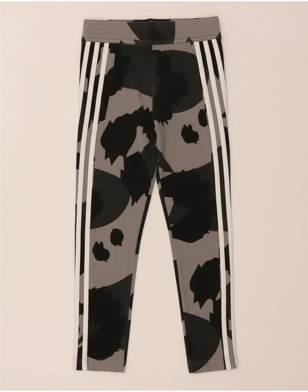 Leggings Adidas Meninas 9-10 Anos Cinza Camuflagem Algodão