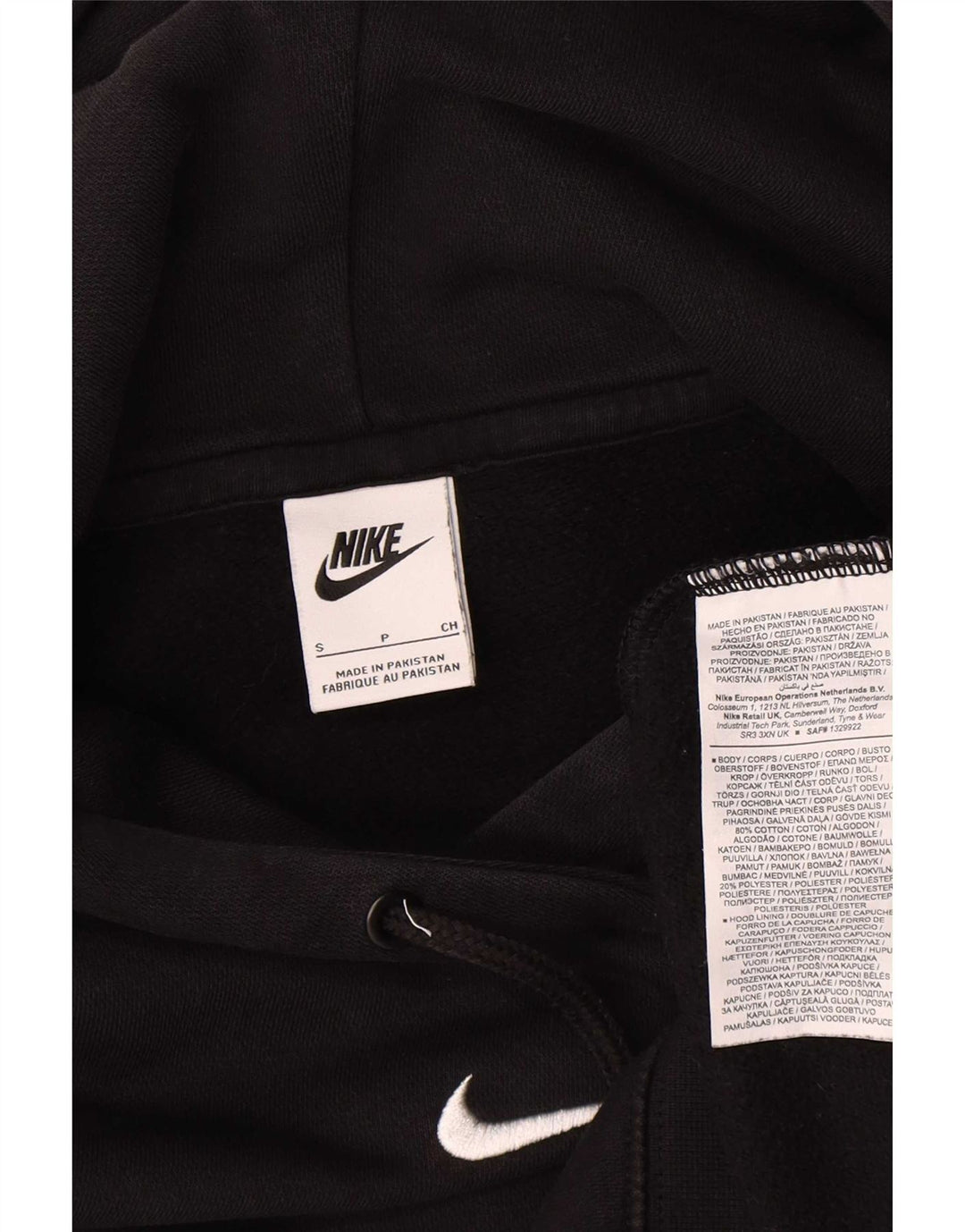 Jumper com capuz Nike masculino oversized pequeno algodão preto