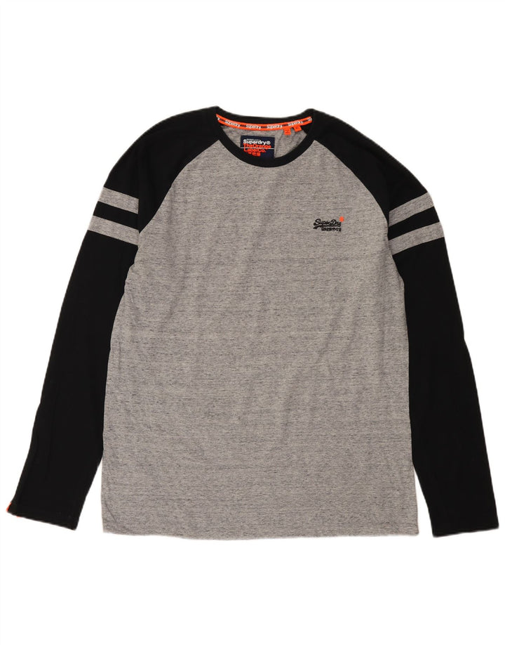 Top masculino Superdry manga comprida XL cinza colorblock