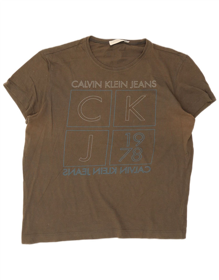 Calvin Klein Camiseta masculina gráfica Top 2XL Caqui
