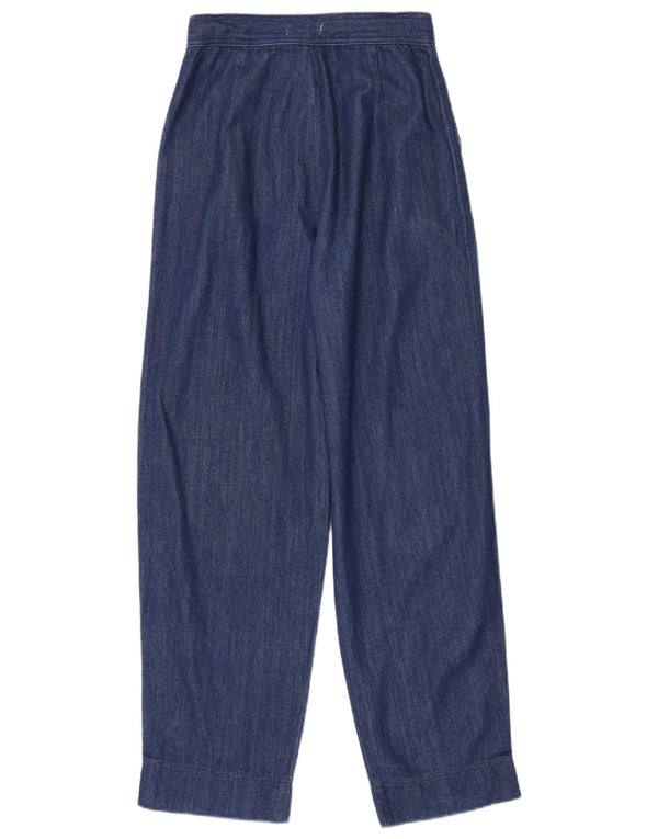 Topshop Calça feminina casual cintura alta solta ajuste Reino Unido 8 pequena W26 L31 azul