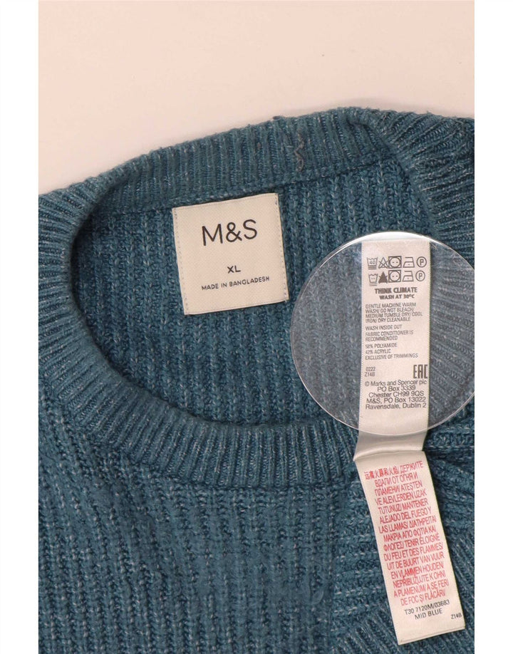 Suéter masculino Marks & Spencer com gola redonda XL azul poliamida