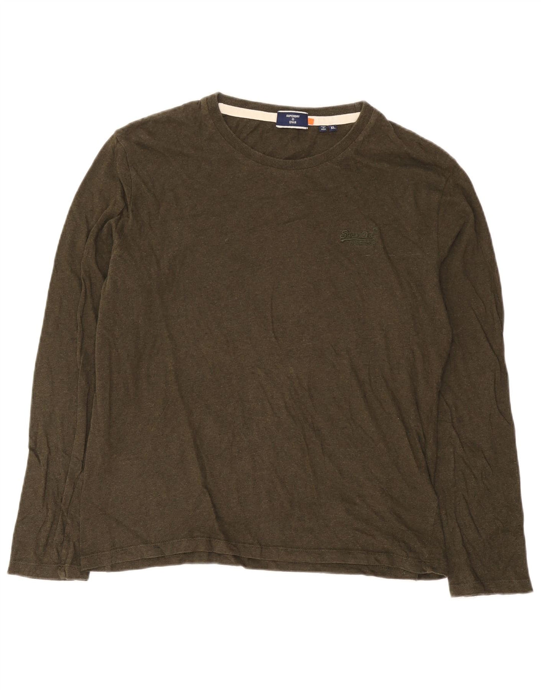 Superdry Mens Top Manga Longa XL Algodão Cáqui