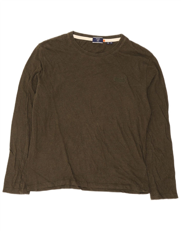 Superdry Mens Top Manga Longa XL Algodão Cáqui