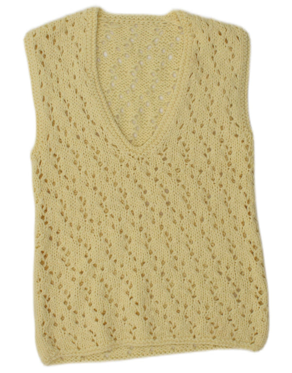 Top feminino colete vintage UK 12 amarelo médio