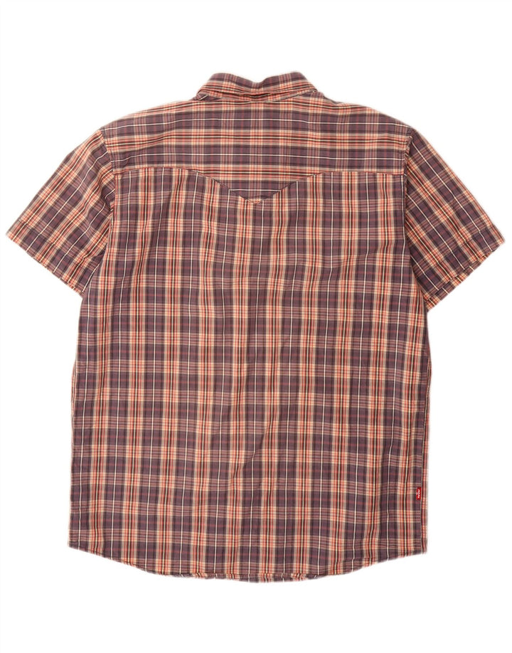 Camisa masculina Levi's de manga curta clássica de ajuste grande de algodão xadrez multicolorido