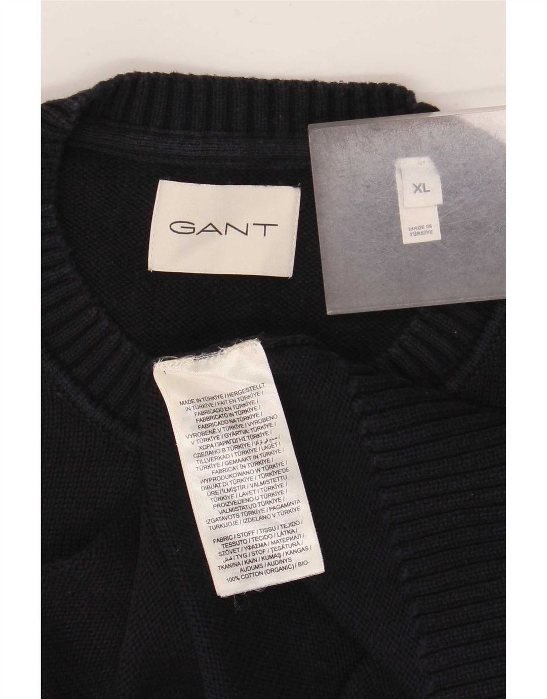 Suéter masculino Gant com gola redonda XL algodão azul marinho