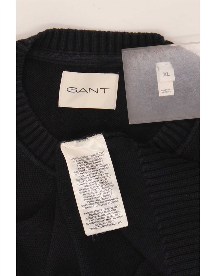 Suéter masculino Gant com gola redonda XL algodão azul marinho