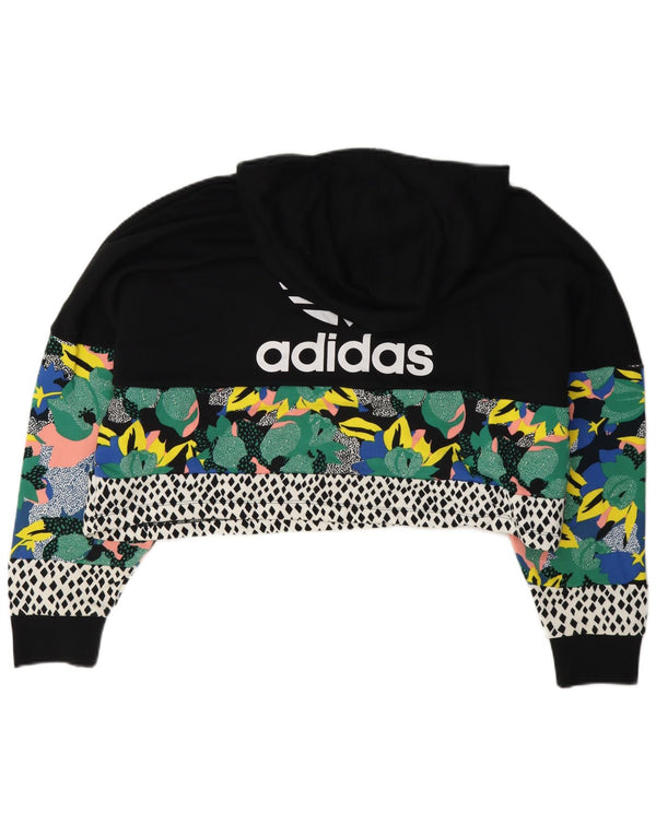 Adidas Womens Her Graphic Oversized Hoodie Jumper Reino Unido 14 Médio Preto Floral