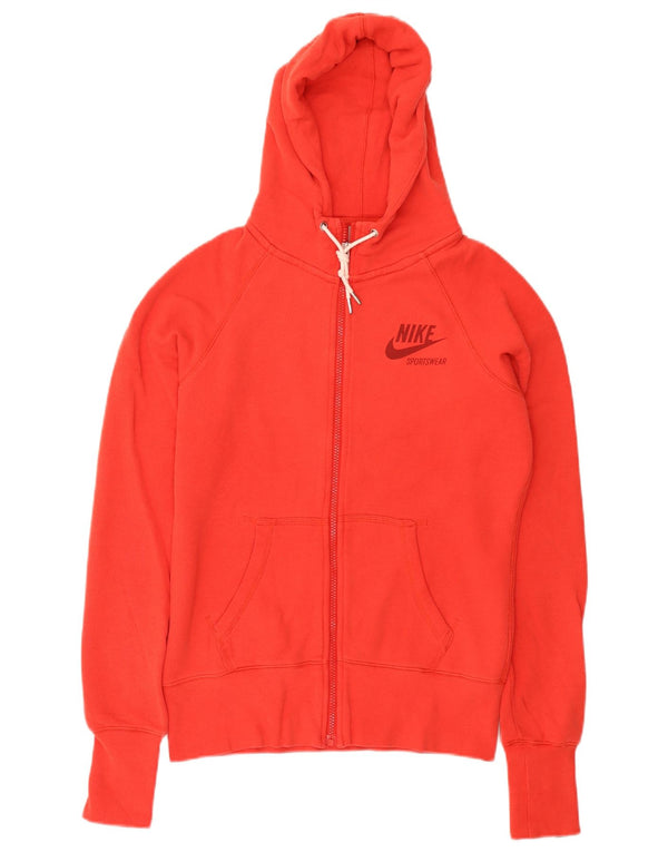 Suéter Nike feminino com capuz e zíper UK 14 médio algodão vermelho