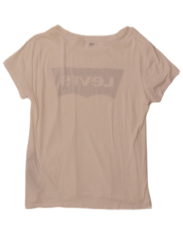 Camiseta feminina gráfica LEVI'S UK 12 algodão branco médio