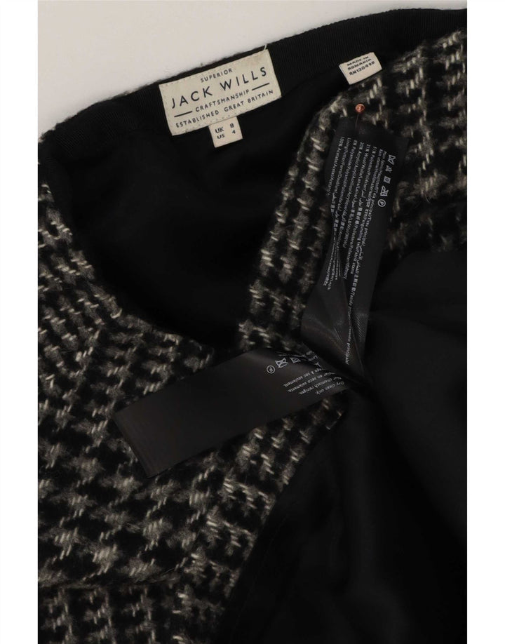 Minissaia feminina Jack Wills Reino Unido 8 pequena W28 cinza houndstooth poliéster