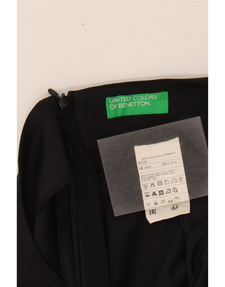 BENETTON Womens Sleeveless Sheath Dress UK 10 Small Black Polyester