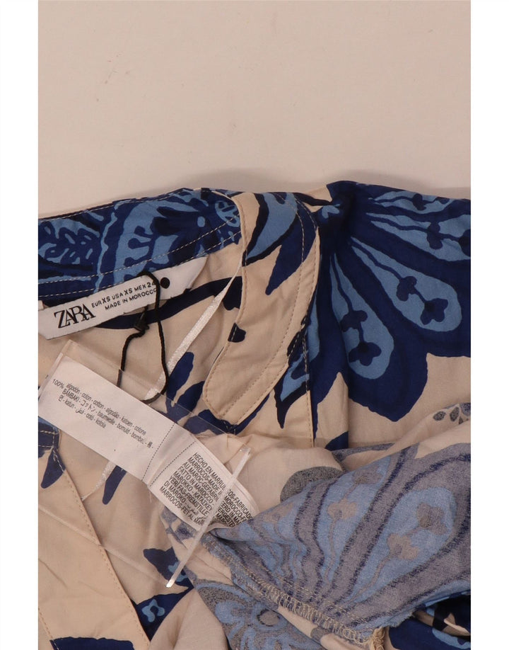 Zara Pulôver Oversized Feminino Reino Unido 6 XS Bege Floral Algodão