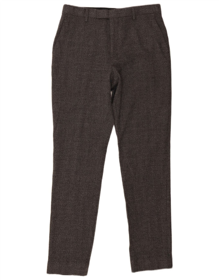 Calça masculina Reiss Slim Suit W32 L30 lã cinza