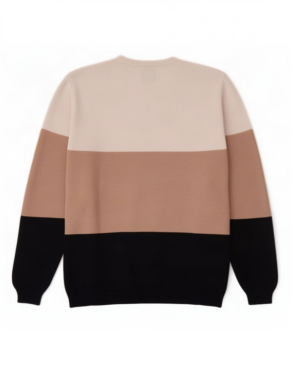 Zara Suéter masculino com gola redonda, bloco colorido médio multicolorido