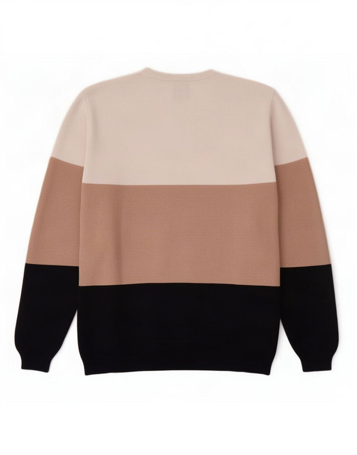 Zara Suéter masculino com gola redonda, bloco colorido médio multicolorido