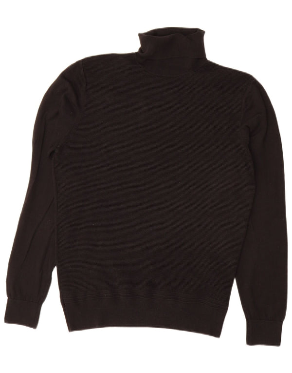 Suéter feminino Zara com gola redonda e algodão preto médio UK 14