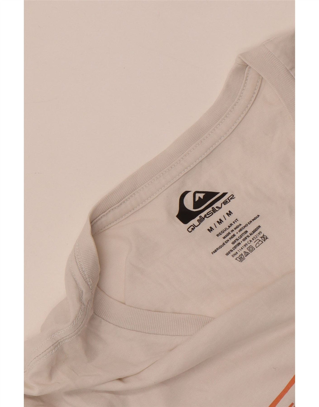 Camiseta masculina Quiksilver Regular Fit com estampa gráfica de algodão branco médio