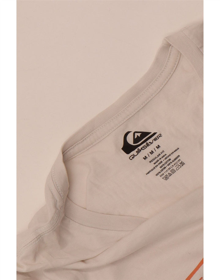 Camiseta masculina Quiksilver Regular Fit com estampa gráfica de algodão branco médio