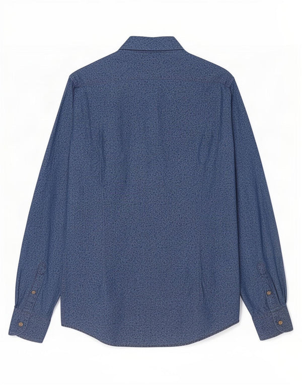 Camisa masculina Massimo Dutti pequena azul floral algodão