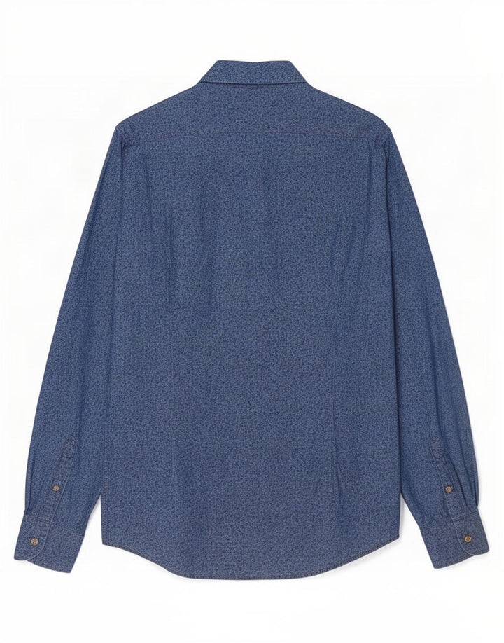 Camisa masculina Massimo Dutti pequena azul floral algodão