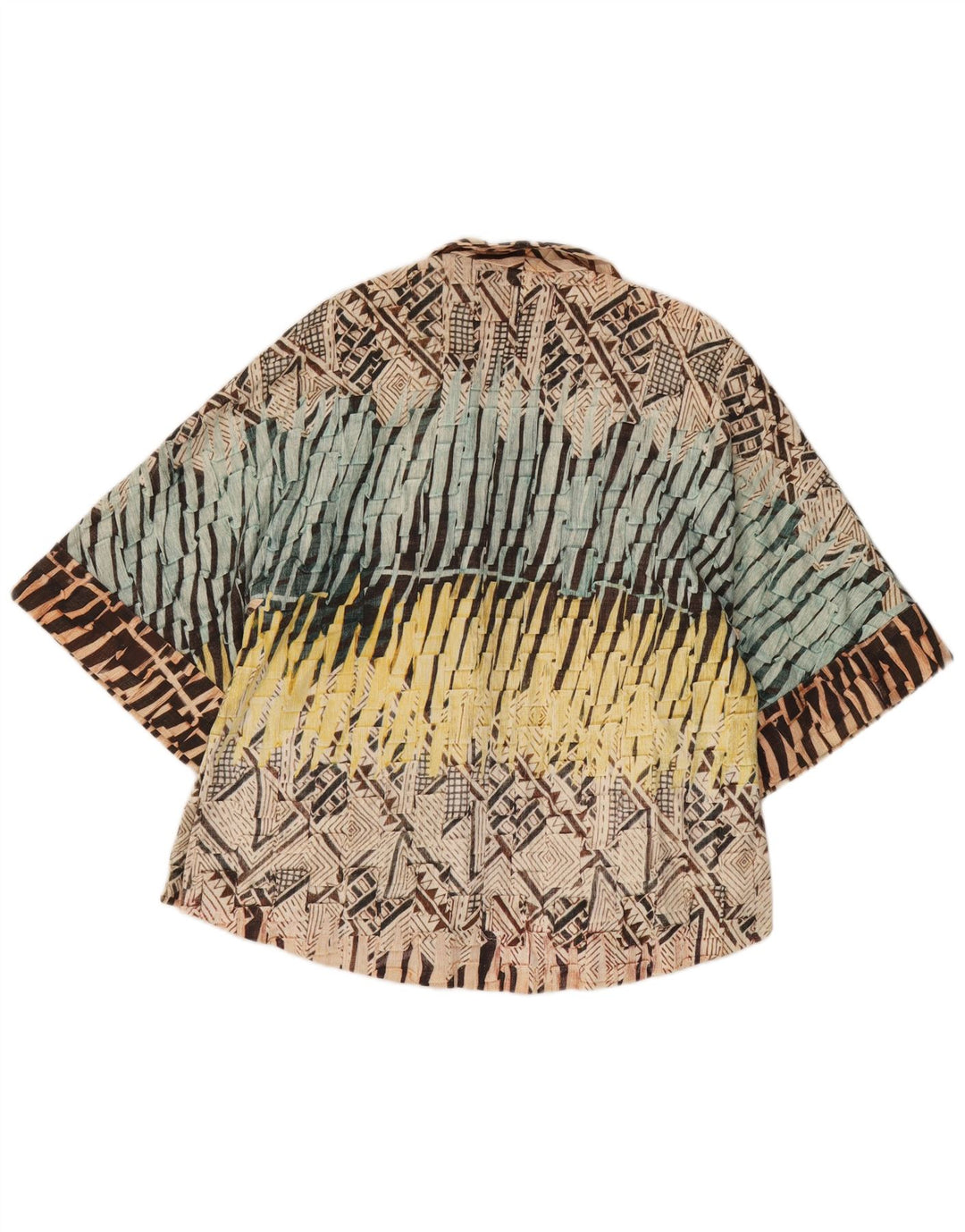 Zara Womens Oversized Cardigan Top UK 10 Pequeno Multicolorido Geométrico