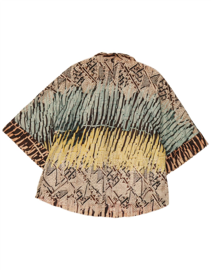 Zara Womens Oversized Cardigan Top UK 10 Pequeno Multicolorido Geométrico