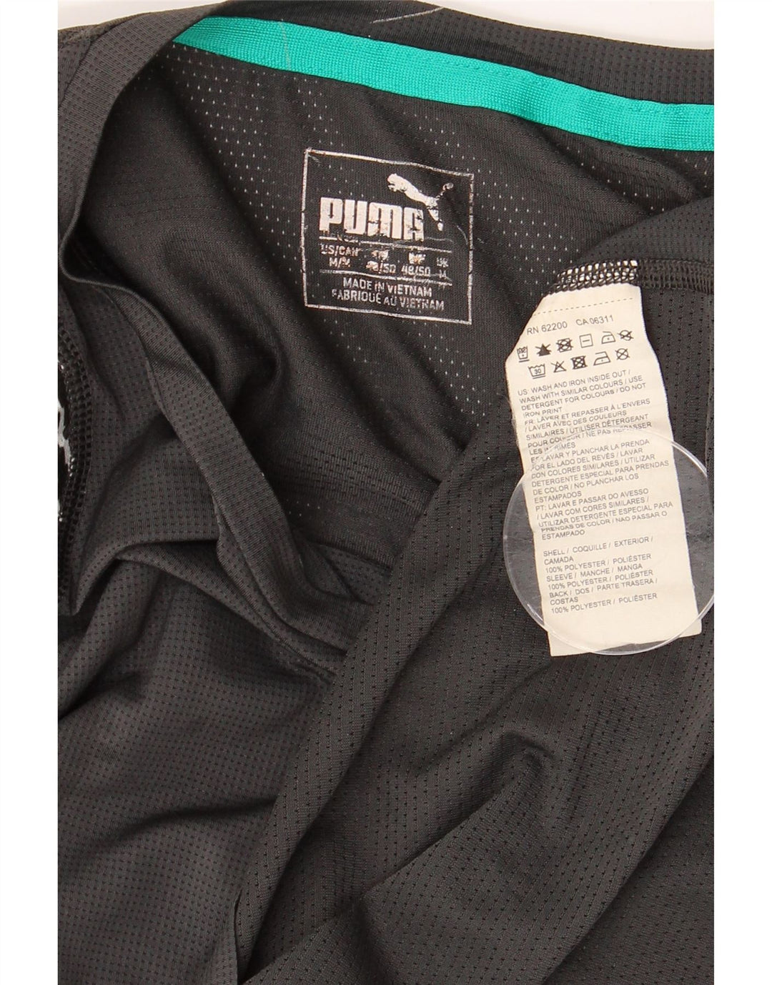Camiseta masculina PUMA com estampa gráfica cinza médio poliéster geométrico