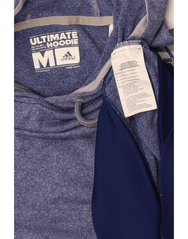 Adidas Womens Hoodie Jumper UK 14 Poliéster manchado azul médio