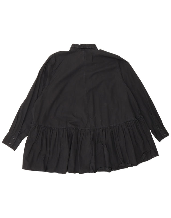 Blusa camisa oversized feminina Zara Reino Unido 10 pequeno algodão preto